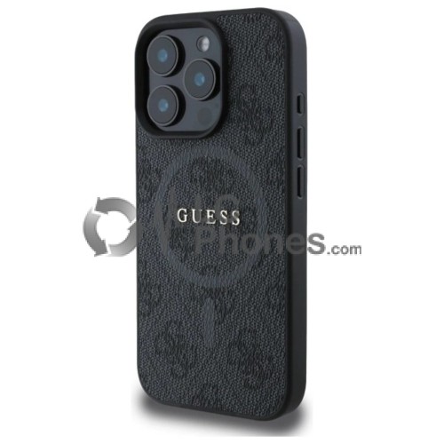 iPhone 16 Pro Max - Guess 4G Collection Metal Logo MagSafe Compatible Case Black