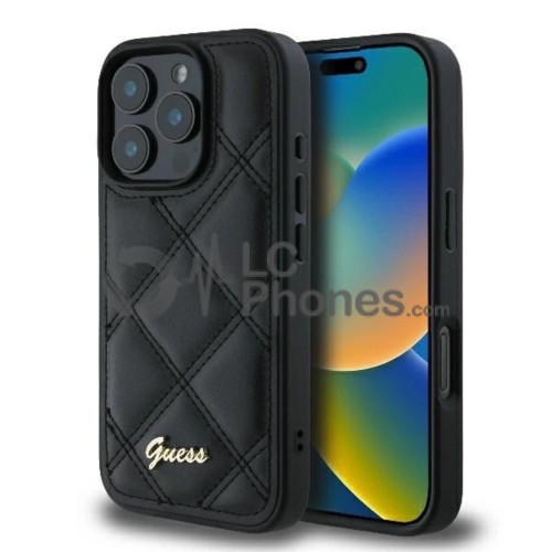 iPhone 16 Pro - Guess Quilted Metal Logo Case Black