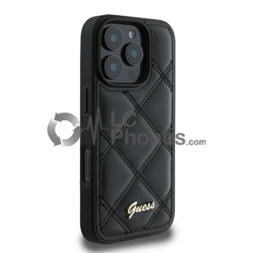iPhone 16 Pro - Guess Quilted Metal Logo Case Black