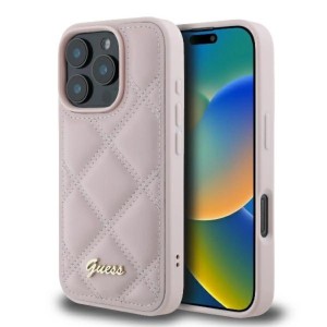 iPhone 16 Pro Max - Guess Quilted Metal Logo Case Rose