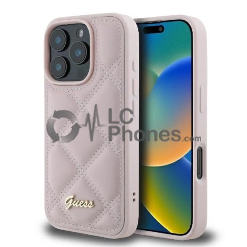 iPhone 16 Pro Max - Guess Quilted Metal Logo Case Rose