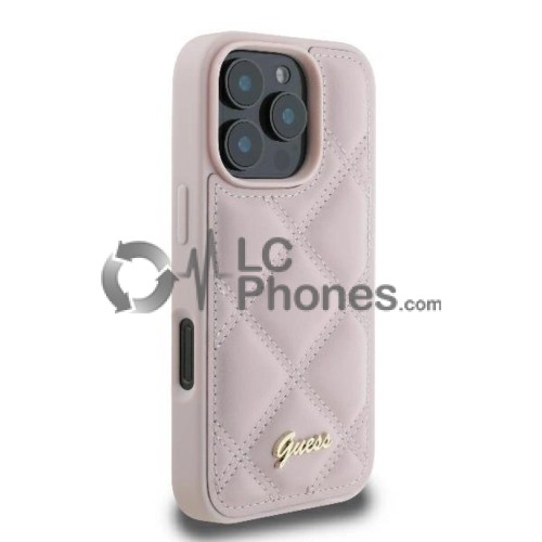 iPhone 16 Pro Max - Guess Quilted Metal Logo Case Rose