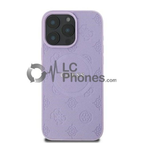 iPhone 16 Pro Max - Guess Hardcase Saffiano Logo Peony Magsafe Compatible Case Purple