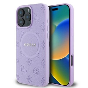 iPhone 16 Pro Max - Guess Hardcase Saffiano Logo Peony Magsafe Compatible Case Purple