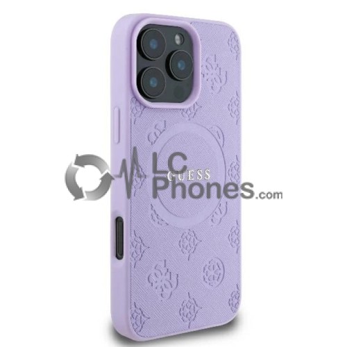 iPhone 16 Pro Max - Guess Hardcase Saffiano Logo Peony Magsafe Compatible Case Purple
