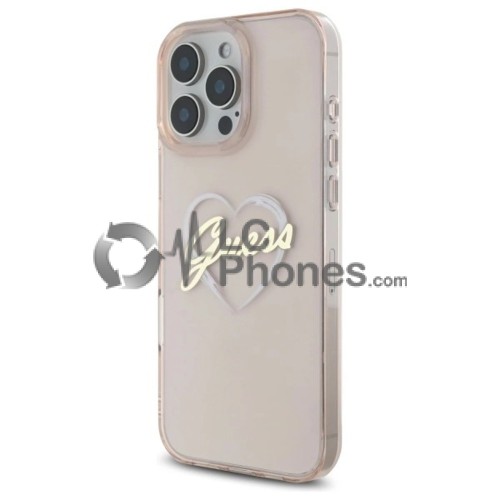 iPhone 16 Pro Max - Guess IML Heart TPU Case Pink
