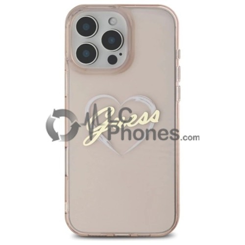 iPhone 16 Pro Max - Guess IML Heart TPU Case Pink