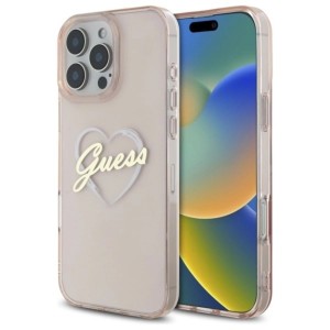 iPhone 16 Pro Max - Guess IML Heart TPU Case Pink