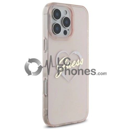 iPhone 16 Pro Max - Guess IML Heart TPU Case Pink