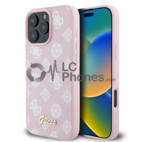 iPhone 16 Pro - Guess Peony Script Logo Magsafe Compatible Case Pink