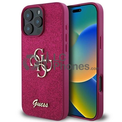 iPhone 16 Pro - Guess Glitter Script Big 4G Case Purple