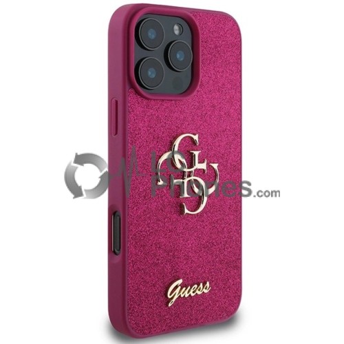 iPhone 16 Pro - Guess Glitter Script Big 4G Case Purple