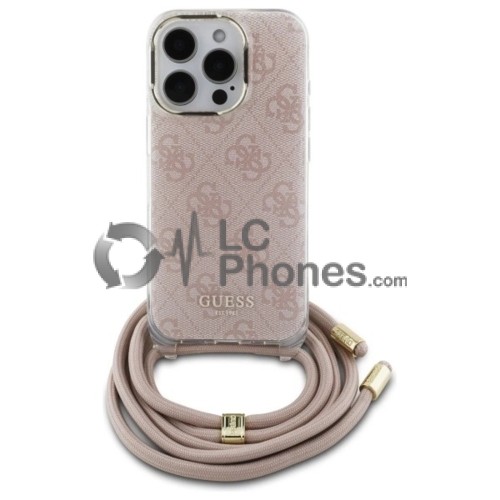 iPhone 16 Pro Max - Guess Crossbody Cord 4G Print Case Pink