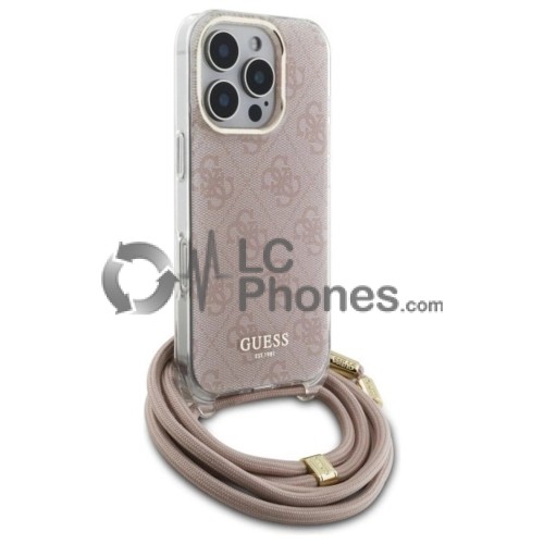 iPhone 16 Pro Max - Guess Crossbody Cord 4G Print Case Pink