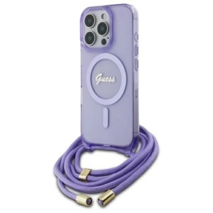iPhone 16 Pro Max - Guess Crossbody Cord Script Magsafe Compatible Case Purple