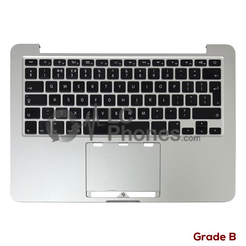 Macbook Pro Retina 13 inch A1502 (EARLY 2015) - Top Cover with British Keyboard UK Layout with Backlight Silver ( Original Used ) Grade B