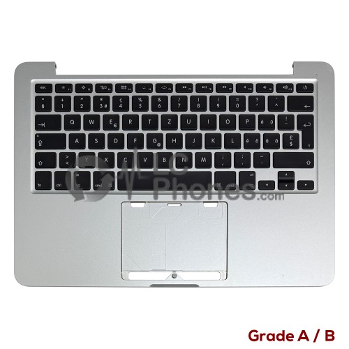 MacBook Pro Retina 13 inch A1425 - Top Cover with German Swiss Keyboard CH Layout with Backlight Silver ( Original Used ) Grade A/B