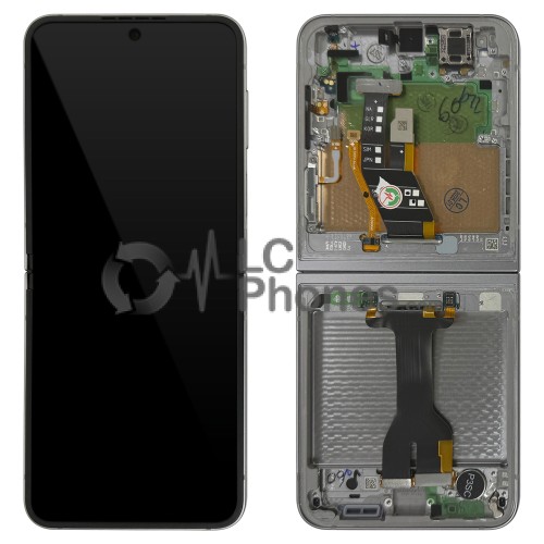 Samsung Galaxy Z Flip6 F741 - Inner Full Front LCD / AMOLED Digitizer with Frame Silver Shadow < Service Pack >