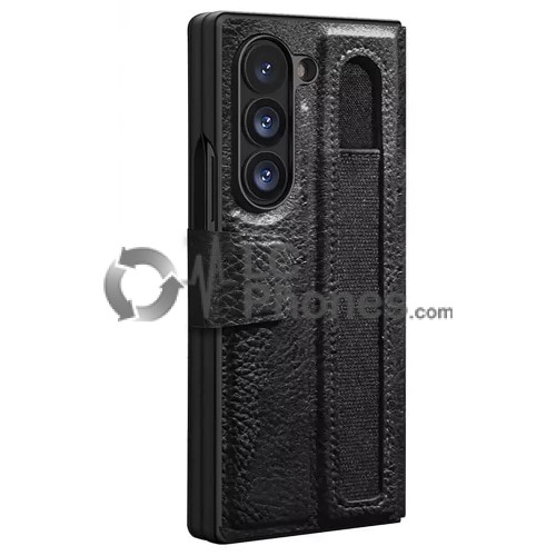 Samsung Galaxy Z Fold6 5G F956 - Nillkin Aoge Leather Case Genuine Leather Protective Wallet Cover Black
