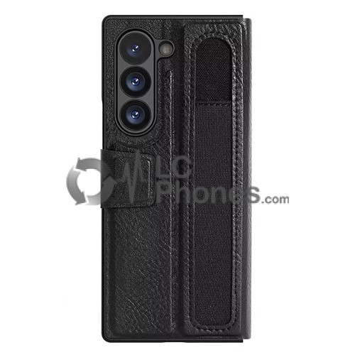 Samsung Galaxy Z Fold6 5G F956 - Nillkin Aoge Leather Case Genuine Leather Protective Wallet Cover Black