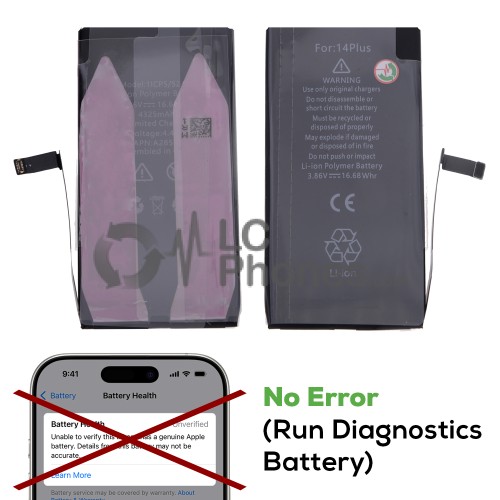 iPhone 14 Plus - Battery A2850 4323mAh 16.68Wh (NO Error, Run Diagnostics)