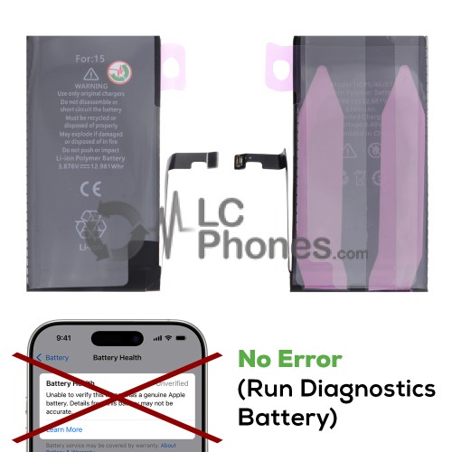 iPhone 15 - Battery A3018 3349mAh 12.981Wh (NO Error, Run Diagnostics)