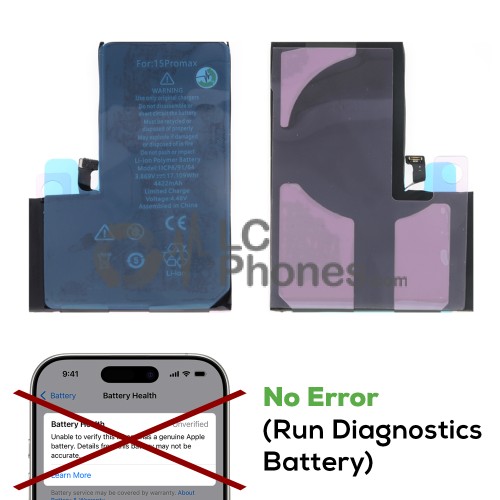 iPhone 15 Pro Max - Battery A3121 4422mAh 17.109Wh (NO Error, Run Diagnostics)