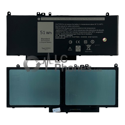 Dell - Laptop Battery G5M10 6460mAh 51Wh for Dell Latitude 14 E5450 Latitude 15 E5550 Latitude 12 E5250 Notebook