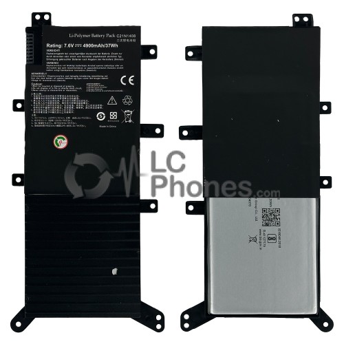 Asus - Laptop Battery C21N1408 4900mAh 37Wh for ASUS VivoBook 4000 A555L MX555 V555U X555UQ X555UA V555L V555LB K555U X555LN Series