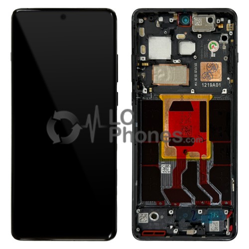 OnePlus 12 PJD110, CPH2573, CPH2581, CPH2583 - Full Front LCD Digitizer with Frame Silky Black < Service Pack >