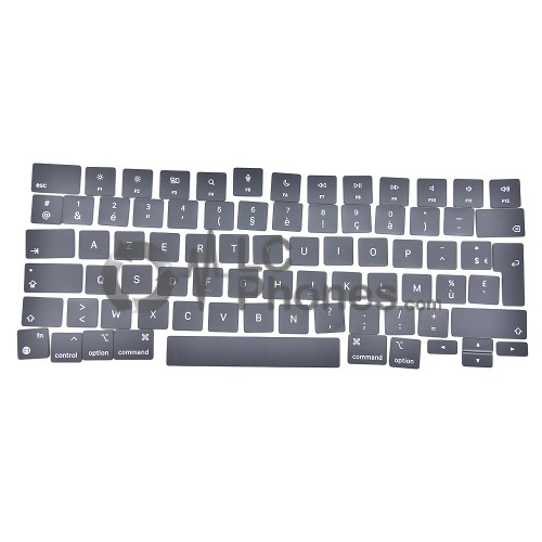 Macbook Air 13 inch M2 A2681 / M3 A3113 / 15'' M3 A3114 / Pro 14'' M1 Pro A2442 / 16'' A2485 / 14'' M2 Pro A2779 / 16'' M2 Pro A2780 / 13'' M3 A2918 / 16'' M3 Pro, M3 Max A2991 / 14'' M3 Pro, M3 Max A2992 - Keyboard Keycaps Replacement French FR Layout