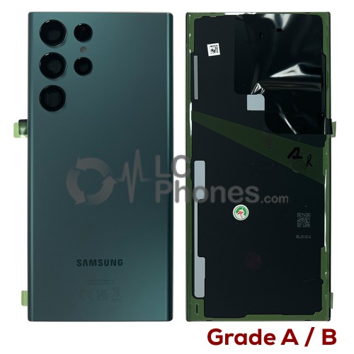 Samsung Galaxy S22 Ultra 5G S908 - Battery Cover Original with Camera Lens and Adhesive Green ( Original Used ) Grade A/B