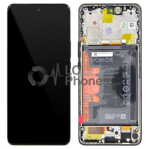 Huawei Honor Magic6 Lite ALI-NX3 - Full Front LCD Digitizer with Frame & Battery Midnight Black < Service Pack >