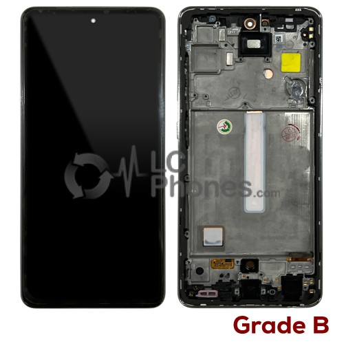 Samsung Galaxy A52 A525 / A52 5G A526 - Full Front LCD Digitizer With Frame Awesome White ( Original Used ) Grade B