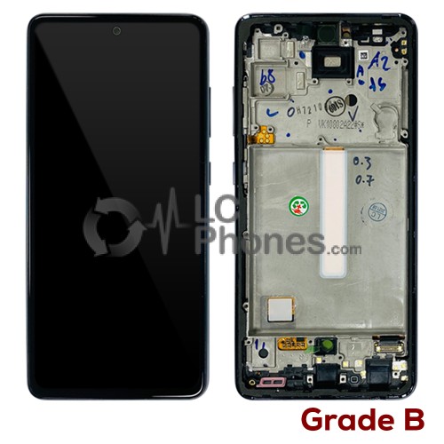 Samsung Galaxy A52 A525 / A52 5G A526 - Full Front LCD Digitizer With Frame Awesome Black ( Original Used ) Grade B