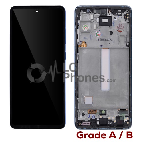 Samsung Galaxy A52 A525 / A52 5G A526 - Full Front LCD Digitizer With Frame Awesome Blue( Original Used ) Grade A/B