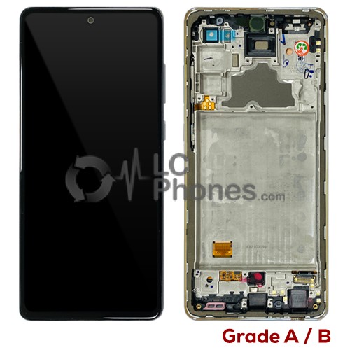 Samsung Galaxy A72 A725 - Full Front LCD Digitizer With Frame Awesome White ( Original Used ) Grade A/B