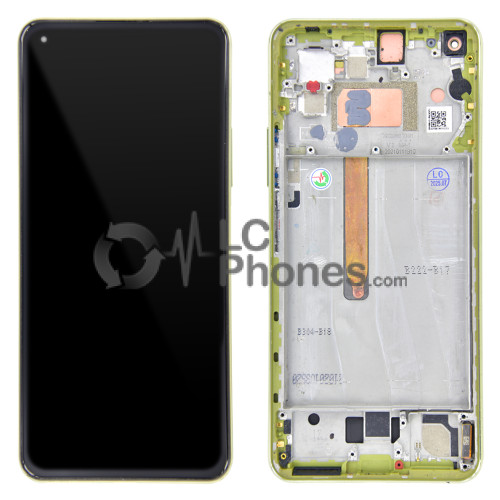 Xiaomi Mi 11 Lite 5G M2101K9G, M2101K9C, M2101K9R - Full Front LCD Digitizer With Frame Citrus Yellow ( Original Remaded )