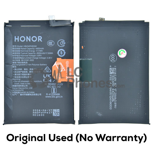Huawei Honor 90 Lite CRT-NX1 / X8a CRT-LX1 - Original Used Battery HB416594EGW 4500mAh 17.50Wh ( No Warranty )