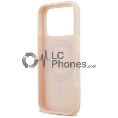 iPhone 17 Pro Max - Guess Grained Flowers Classic Logo MagSafe Case Pink