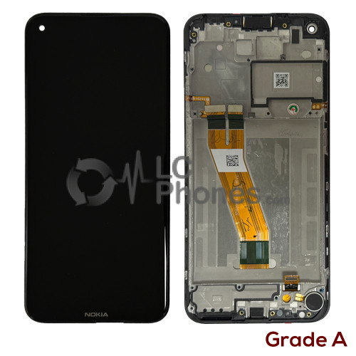 Nokia 5.4 TA-1333, TA-1340, TA-1337, TA-1328, TA-1325 - Full Front LCD Digitizer with Frame Black ( Original Used ) Grade A