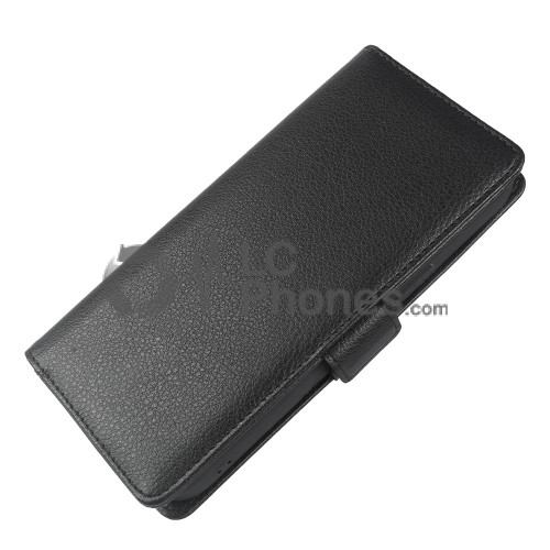 Samsung Galaxy A34 5G A346 - Litchi Textured Leather Stand Wallet Case Black