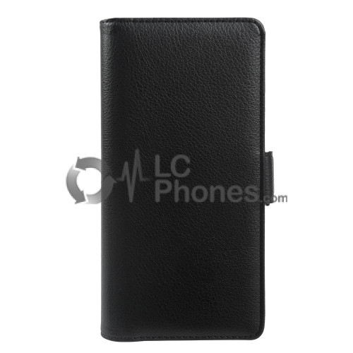 Samsung Galaxy A34 5G A346 - Litchi Textured Leather Stand Wallet Case Black