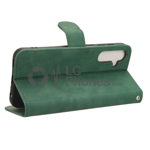 Samsung Galaxy A24 A245 - Anti-Dust Touch Leather Stand Wallet Case Green