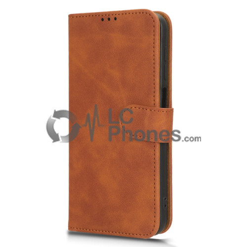 Samsung Galaxy A24 A245 - Anti-Dust Touch Leather Stand Wallet Case Brown