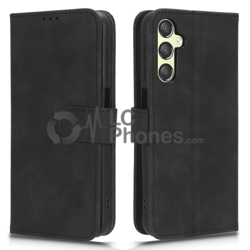 Samsung Galaxy A24 A245 - Anti-Dust Touch Leather Stand Wallet Case Black