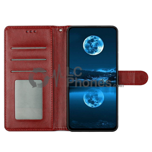 Samsung Galaxy A05s A057 - Magnet Strap Case Case Pouch Wallet with Mini Lanyard Pendant Red