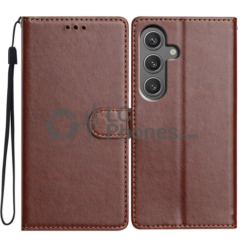 Samsung Galaxy A05s A057 - Magnet Strap Case Case Pouch Wallet with Mini Lanyard Pendant Brown