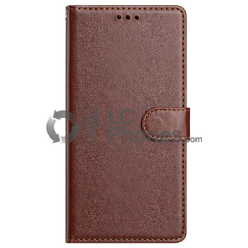 Samsung Galaxy A05s A057 - Magnet Strap Case Case Pouch Wallet with Mini Lanyard Pendant Brown