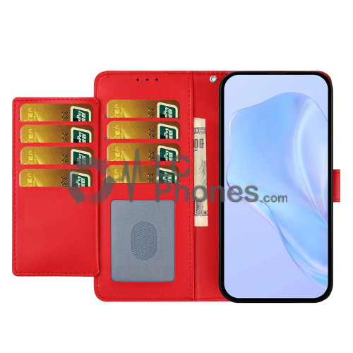 Samsung Galaxy A05 A055 - Magnet Strap Case Case Pouch Wallet with Mini Lanyard Pendant Red